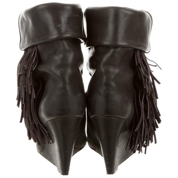 Isabel Marant Black Leather Tassle Wedge Booties - Picture 6 of 6